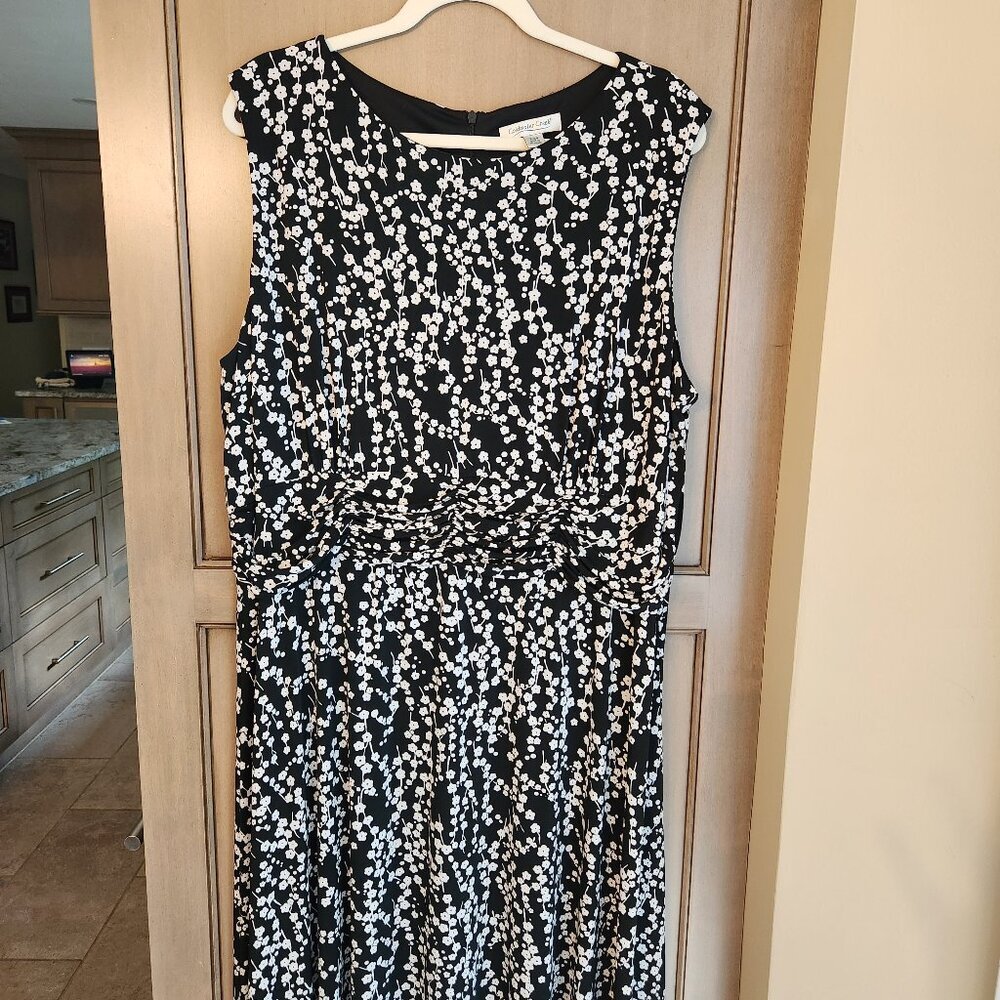 Coldwater Creek Sleeveless Midi Dress Black & White Floral Size 24W‎